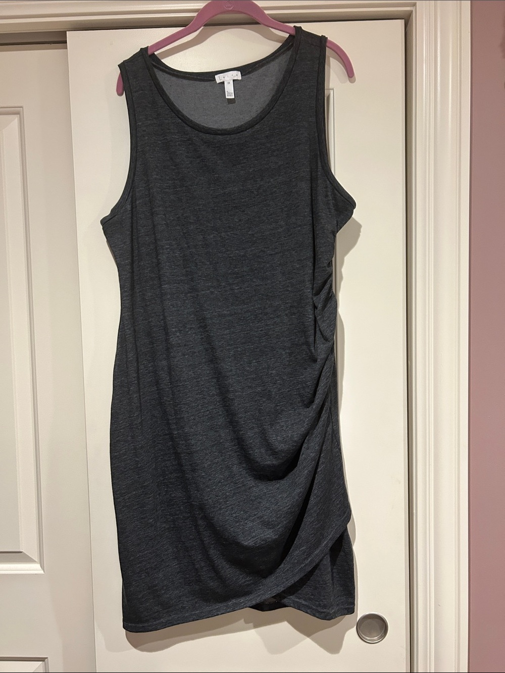 Leith Charcoal Sleeveless Ruched Tank Dress it fits XL